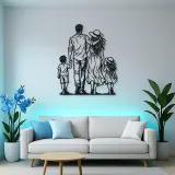Family of Four Walk Metal Wall Art | Family Silhouette Decor