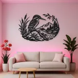 Kingfisher River Metal Wall Art | Wildlife Silhouette Decor