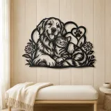Dog and Cat Friends Metal Wall Art | Pet Lover Silhouette Decor - lifestyle view 5