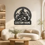 Cartel de metal personalizado de piloto de ATV Quad con sendero montañoso