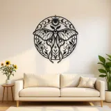 Lunar Moth Emblem Metal Wall Art | Celestial Boho Wall Decor