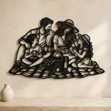 Family Picnic Metal Wall Art | Family Silhouette Decor - lifestyle view 3