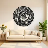 Willow Tree Moon Metal Wall Art | Botanical Metal Wall Decor