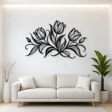 Tulip Trio Flow Metal Wall Art | Botanical Metal Wall Decor