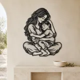 Mother Son Cuddle Metal Wall Art | Family Silhouette Decor - lifestyle view 3