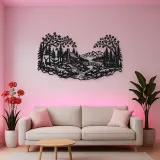 Autumn Woodland Flow Metal Wall Art | Nature Silhouette Decor