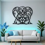 Dog Paw Heart Metal Wall Art | Pet Lover Silhouette Decor