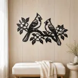 Two Birds on Branch Metal Wall Art | Wildlife Silhouette Decor - lifestyle view 5