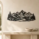 Mountain and River Metal Wall Art | Nature Silhouette Decor - lifestyle view 3