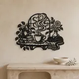 Coffee Cup Steam Flow Metal Wall Art | Cozy Home Metal Decor - lifestyle view 3