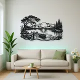 Calm Lake Ripples Metal Wall Art | Nature Silhouette Decor