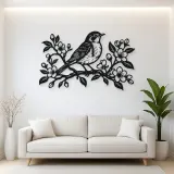 Robin Spring Branch Metal Wall Art | Wildlife Silhouette Decor