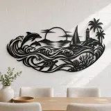 Endless Blue Horizon Metal Wall Art | Nature Silhouette Decor - lifestyle view 4