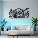Electric Guitar Pulse Metal Wall Art | Music Room Wall Decor
