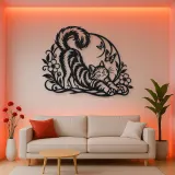 Cat Stretch Flow Metal Wall Art | Pet Lover Silhouette Decor