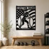Personalized Female Softball Batter Vertical Flag Metal Wall Art - lifestyle view 4