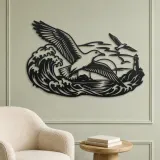 Seagull Wave Flight Metal Wall Art | Coastal and Nautical Wall Decor - lifestyle view 2