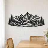 Mountain and River Metal Wall Art | Nature Silhouette Decor - lifestyle view 4