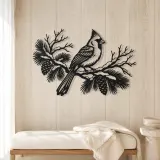 Cardinal Winter Branch Metal Wall Art | Wildlife Silhouette Decor - lifestyle view 5