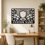 Personalized Magnolia Monogram Metal Wall Art - lifestyle view 4