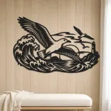 Seagull Wave Flight Metal Wall Art | Coastal and Nautical Wall Decor - lifestyle view 5
