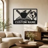 Décoration murale en métal personnalisée Enseignant avec Livre et Pomme