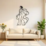 Silk Scarf Profile Metal Wall Art | Minimalist Woman Line Art
