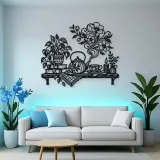 Teapot Floral Steam Metal Wall Art | Botanical Metal Wall Decor