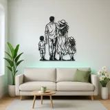 Family of Four Walk Metal Wall Art | Family Silhouette Decor
