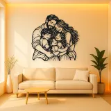 Family Group Hug Metal Wall Art | Family Silhouette Decor
