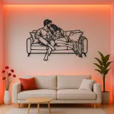 Cozy Sofa Couple Metal Wall Art | Romantic Couple Decor