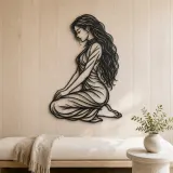 Kneeling Side Pose Metal Wall Art | Movement Silhouette Decor - lifestyle view 5