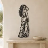Over Shoulder Glance Metal Wall Art | Minimalist Woman Line Art - lifestyle view 3