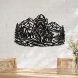 Buffalo Mountain Metal Wall Art | Wildlife Silhouette Decor - lifestyle view 4