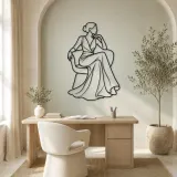 Seated Gown Elegance Metal Wall Art | Fashion Figure Wall Decor - lifestyle view 4