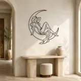 Crescent Reclining Figure Metal Wall Art | Celestial Woman Wall Decor - lifestyle view 3