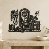 Dog by the Door Metal Wall Art | Pet Lover Silhouette Decor - lifestyle view 3
