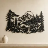 Hiker in the Woods Metal Wall Art | Nature Silhouette Decor - lifestyle view 3