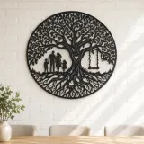 Family Roots Tree Metal Wall Art | Family Silhouette Decor - lifestyle view 4