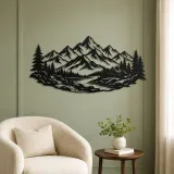 Cabin below the Peaks Metal Wall Art | Nature Silhouette Decor - lifestyle view 2