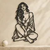 Folded Legs Muse Metal Wall Art | Minimalist Woman Line Art - lifestyle view 3