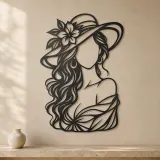 Faceless Fashion Muse Metal Wall Art | Minimalist Woman Line Art - lifestyle view 3