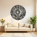 Zodiac Wheel Flow Metal Wall Art | Celestial Boho Wall Decor
