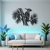 Woodpecker Pine Metal Wall Art | Wildlife Silhouette Decor