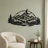 Moonlit Mountain Arc Metal Wall Art | Nature Silhouette Decor - lifestyle view 2