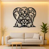 Dog Paw Heart Metal Wall Art | Pet Lover Silhouette Decor