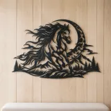 Horse and Moon Arc Metal Wall Art | Equestrian Wall Decor - lifestyle view 5