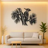Woodpecker Pine Metal Wall Art | Wildlife Silhouette Decor