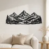 Arte mural de metal Three Peak Horizon | Decoración silueta de naturaleza