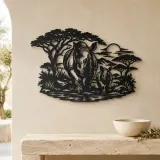 Rhino Savanna Metal Wall Art | Wildlife Silhouette Decor - lifestyle view 3